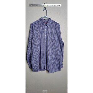 Alan Flusser Men's Blue Button Down Shirt 100% Cotton Size XL